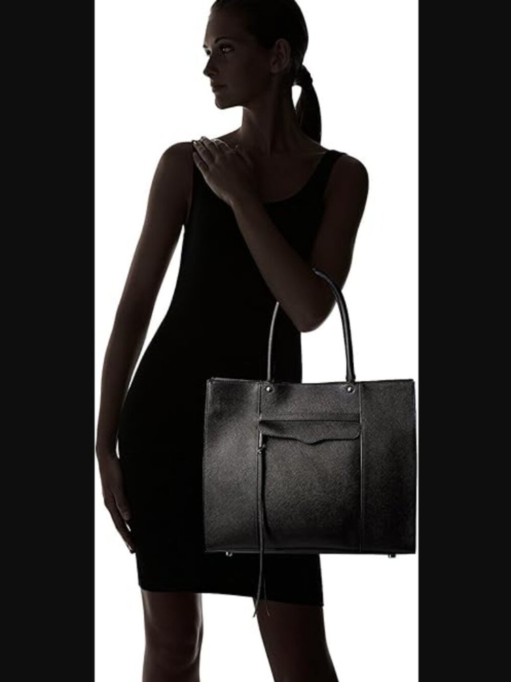 Rebecca Minkoff Saffiano Leather Large MAB Tote Shoulder Bag Black $295.00 - Picture 2 of 16